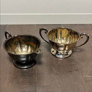 Coronet Vintage Silver and Gold Tone Sugar Bowls